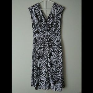 White leaf print, Brown dress